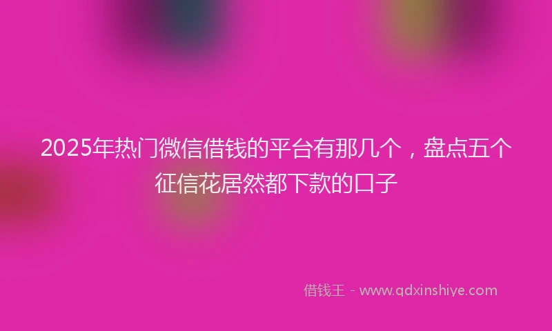 2025年热门微信借钱的平台有那几个，盘点五个征信花居然都下款的口子