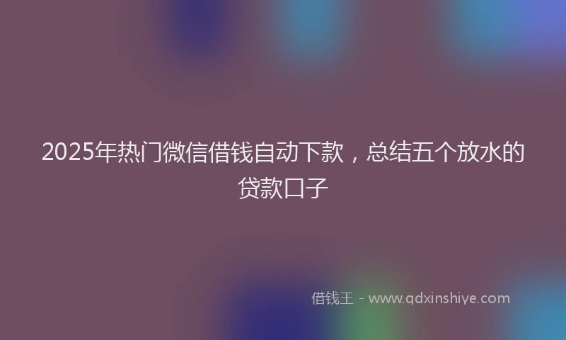2025年热门微信借钱自动下款，总结五个放水的贷款口子