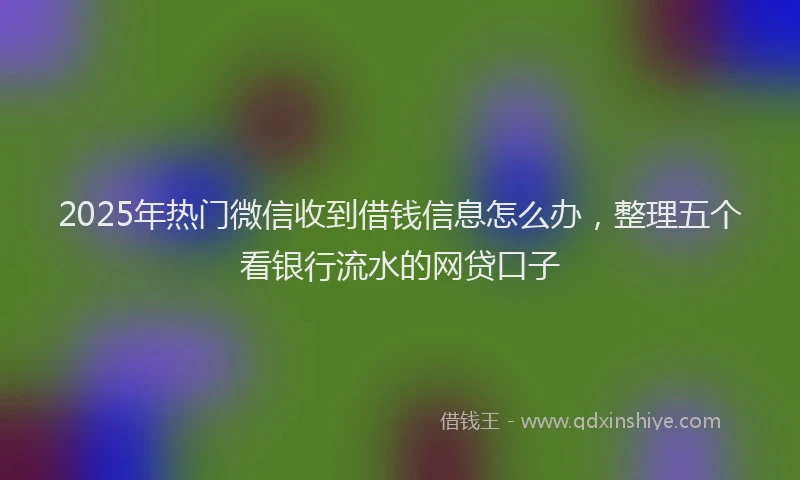 2025年热门微信收到借钱信息怎么办，整理五个看银行流水的网贷口子
