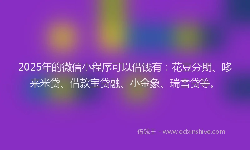 2025年的微信小程序可以借钱有：花豆分期、哆来米贷、借款宝贷融、小金象、瑞雪贷等。
