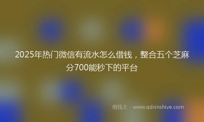 2025年热门微信有流水怎么借钱，整合五个芝麻分700能秒下的平台