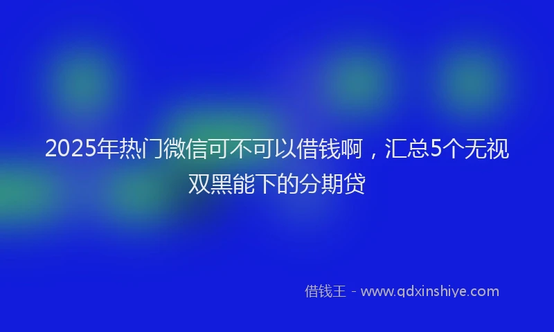 2025年热门微信可不可以借钱啊，汇总5个无视双黑能下的分期贷