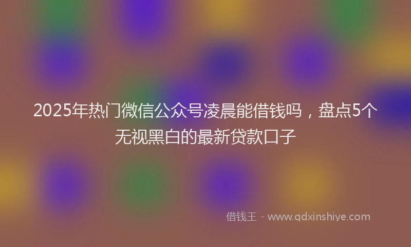 2025年热门微信公众号凌晨能借钱吗，盘点5个无视黑白的最新贷款口子