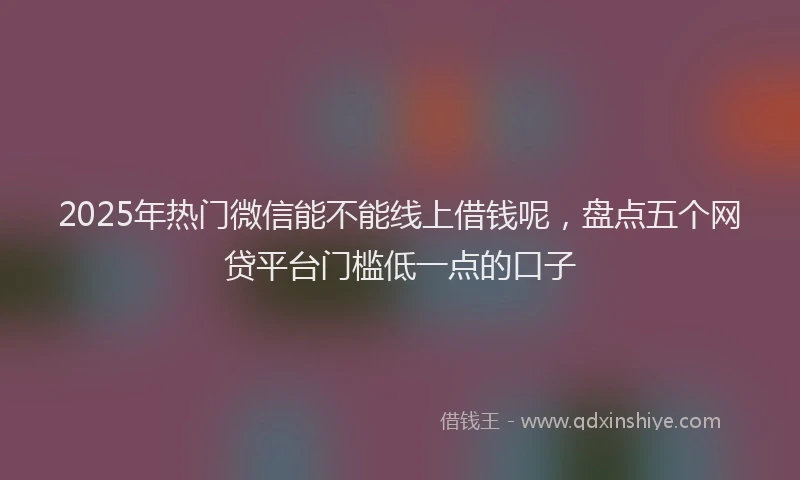 2025年热门微信能不能线上借钱呢，盘点五个网贷平台门槛低一点的口子