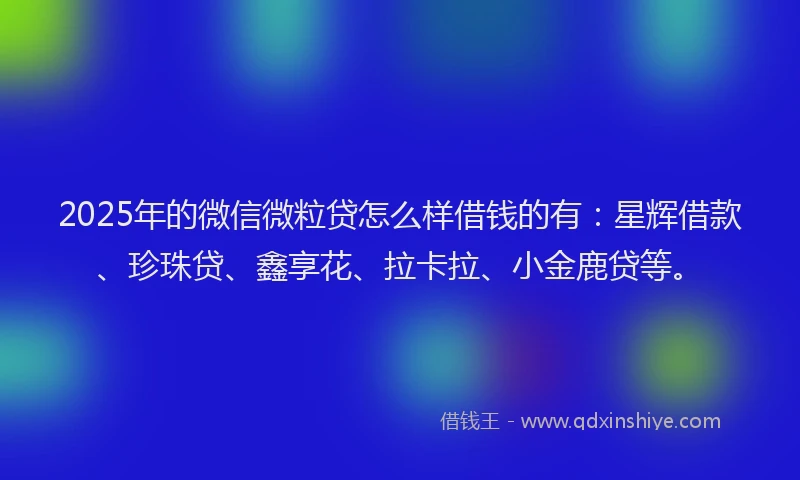 2025年的微信微粒贷怎么样借钱的有：星辉借款、珍珠贷、鑫享花、拉卡拉、小金鹿贷等。