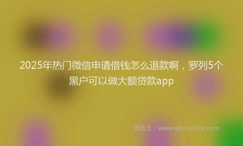 2025年热门微信申请借钱怎么退款啊，罗列5个黑户可以做大额贷款app