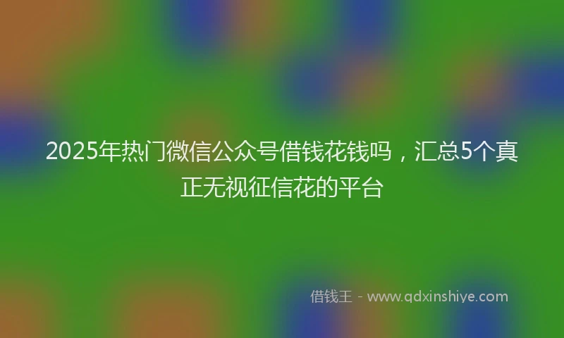2025年热门微信公众号借钱花钱吗，汇总5个真正无视征信花的平台