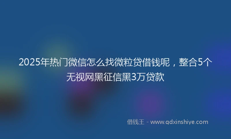 2025年热门微信怎么找微粒贷借钱呢，整合5个无视网黑征信黑3万贷款
