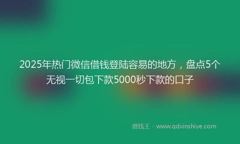 2025年热门微信借钱登陆容易的地方，盘点5个无视一切包下款5000秒下款的口子