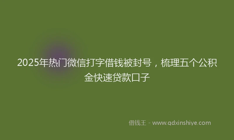 2025年热门微信打字借钱被封号，梳理五个公积金快速贷款口子
