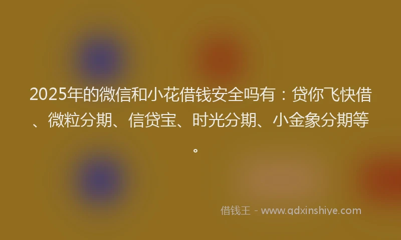 2025年的微信和小花借钱安全吗有：贷你飞快借、微粒分期、信贷宝、时光分期、小金象分期等。