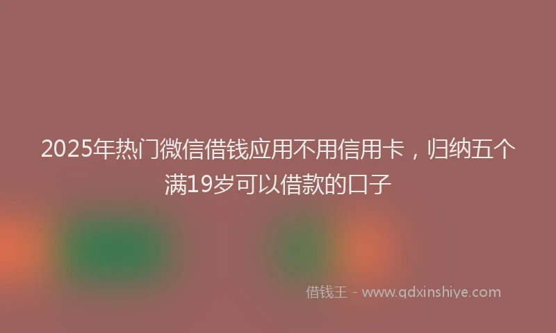 2025年热门微信借钱应用不用信用卡，归纳五个满19岁可以借款的口子