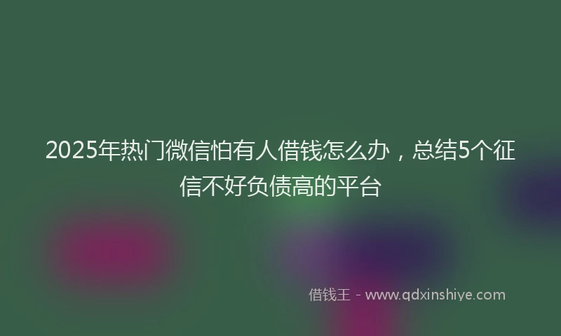 2025年热门微信怕有人借钱怎么办，总结5个征信不好负债高的平台