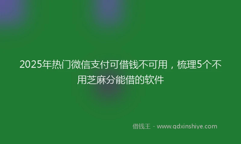 2025年热门微信支付可借钱不可用，梳理5个不用芝麻分能借的软件