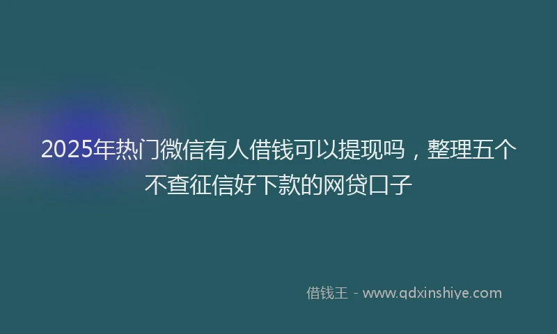 2025年热门微信有人借钱可以提现吗，整理五个不查征信好下款的网贷口子