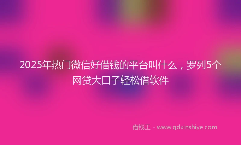 2025年热门微信好借钱的平台叫什么，罗列5个网贷大口子轻松借软件
