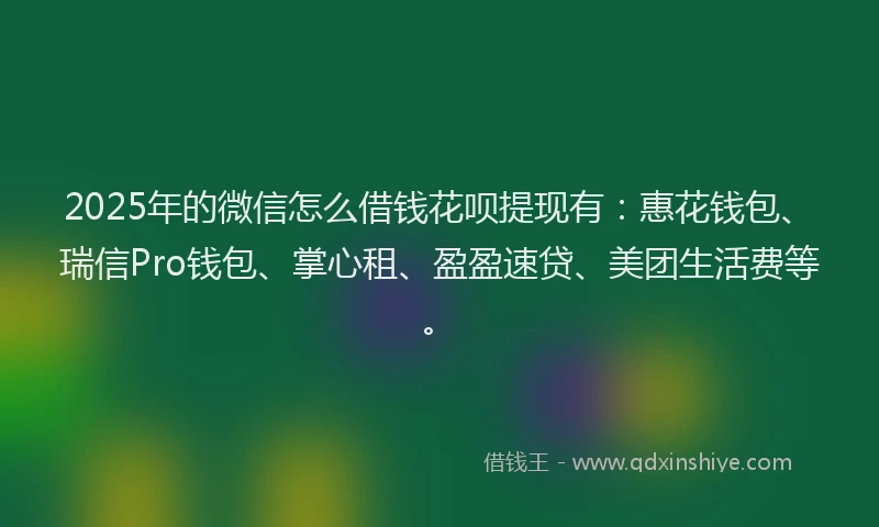 2025年的微信怎么借钱花呗提现有：惠花钱包、瑞信Pro钱包、掌心租、盈盈速贷、美团生活费等。