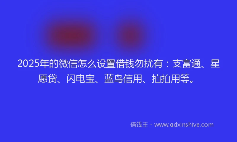 2025年的微信怎么设置借钱勿扰有：支富通、星愿贷、闪电宝、蓝鸟信用、拍拍用等。