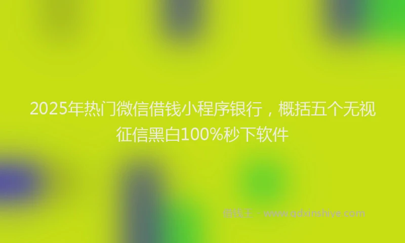 2025年热门微信借钱小程序银行，概括五个无视征信黑白100%秒下软件