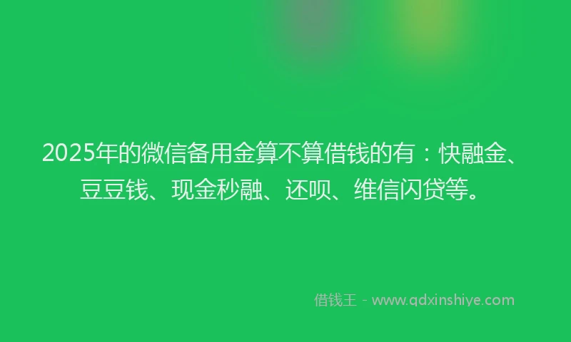 2025年的微信备用金算不算借钱的有：快融金、豆豆钱、现金秒融、还呗、维信闪贷等。