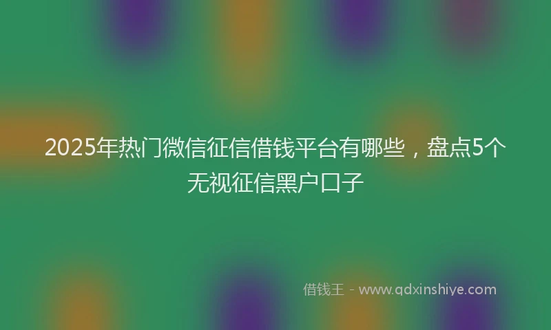 2025年热门微信征信借钱平台有哪些，盘点5个无视征信黑户口子