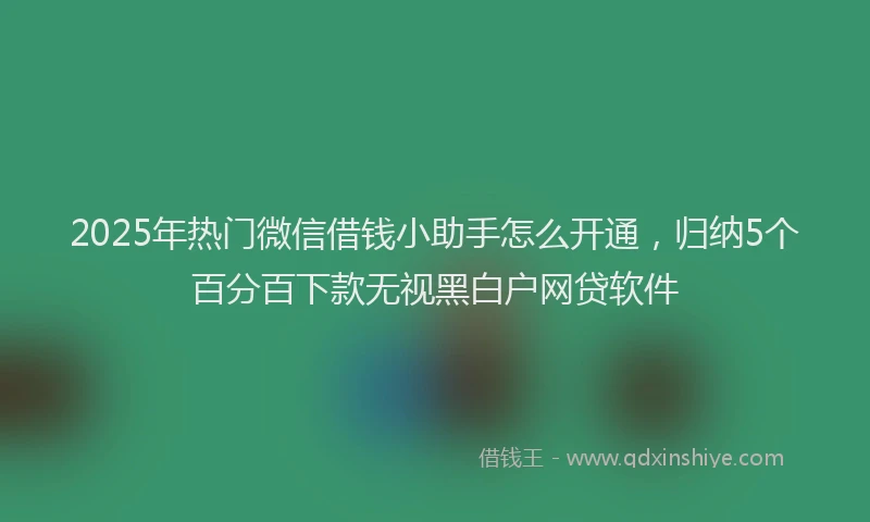 2025年热门微信借钱小助手怎么开通，归纳5个百分百下款无视黑白户网贷软件