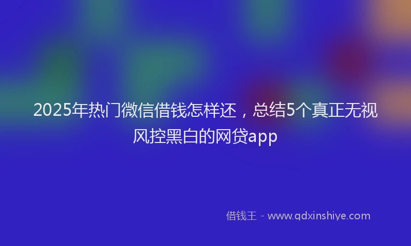 2025年热门微信借钱怎样还，总结5个真正无视风控黑白的网贷app