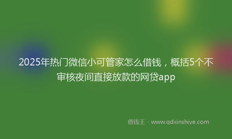 2025年热门微信小可管家怎么借钱，概括5个不审核夜间直接放款的网贷app