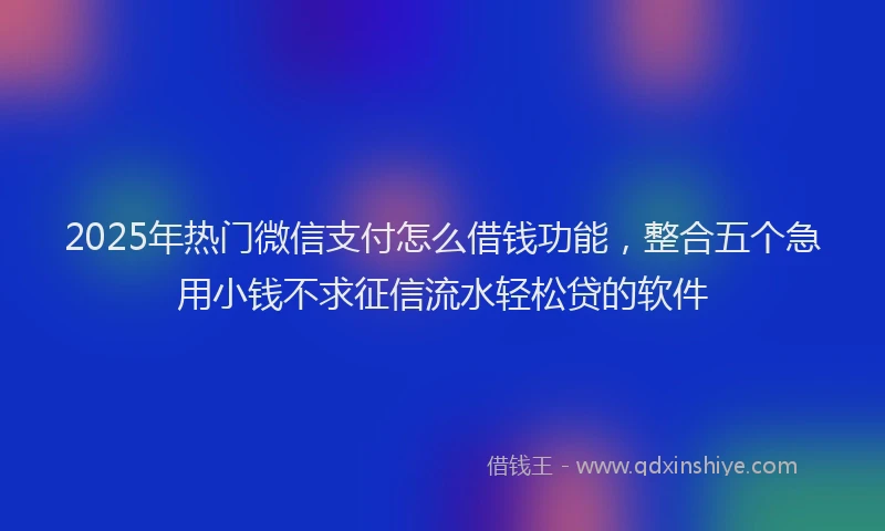 2025年热门微信支付怎么借钱功能，整合五个急用小钱不求征信流水轻松贷的软件