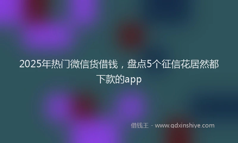 2025年热门微信货借钱，盘点5个征信花居然都下款的app