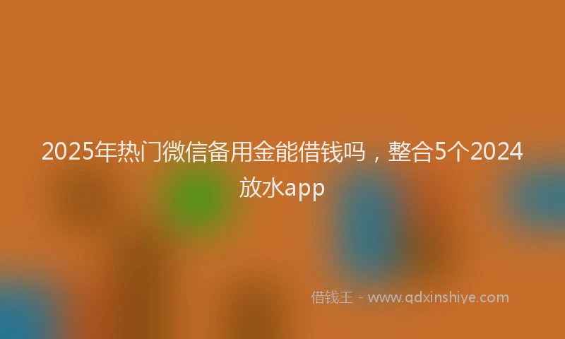 2025年热门微信备用金能借钱吗，整合5个2024放水app