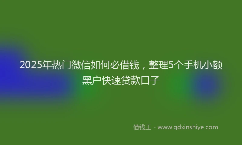 2025年热门微信如何必借钱，整理5个手机小额黑户快速贷款口子