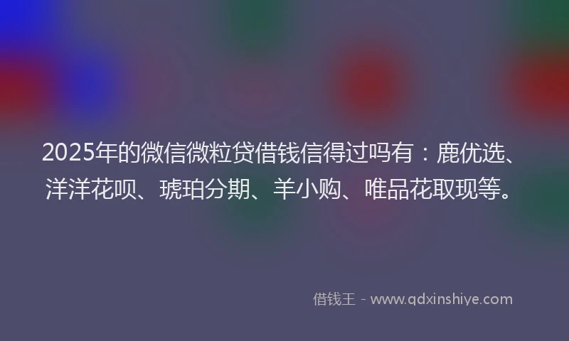 2025年的微信微粒贷借钱信得过吗有：鹿优选、洋洋花呗、琥珀分期、羊小购、唯品花取现等。