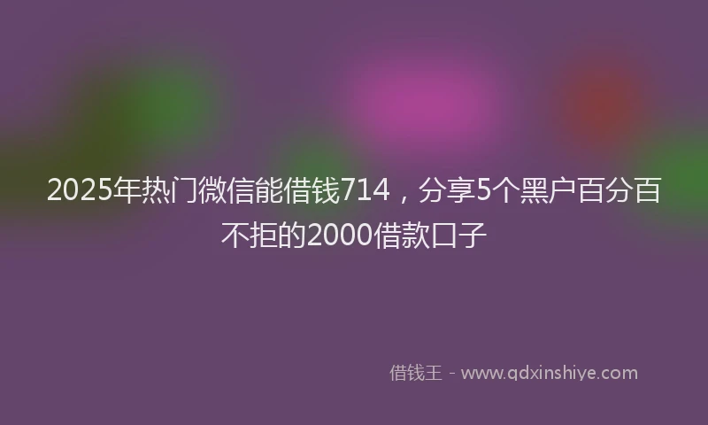 2025年热门微信能借钱714，分享5个黑户百分百不拒的2000借款口子