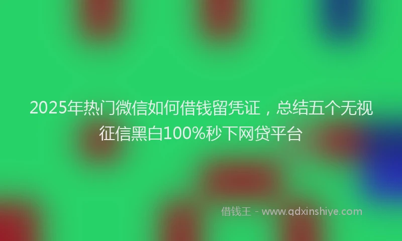 2025年热门微信如何借钱留凭证，总结五个无视征信黑白100%秒下网贷平台