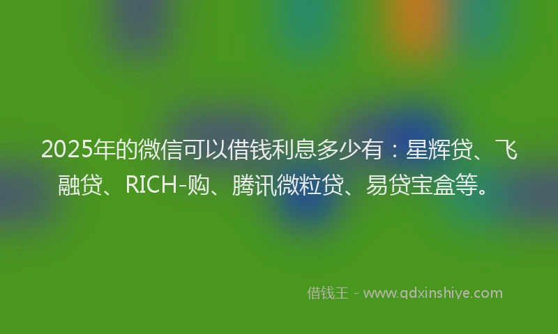 2025年的微信可以借钱利息多少有：星辉贷、飞融贷、RICH-购、腾讯微粒贷、易贷宝盒等。