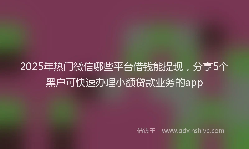 2025年热门微信哪些平台借钱能提现，分享5个黑户可快速办理小额贷款业务的app