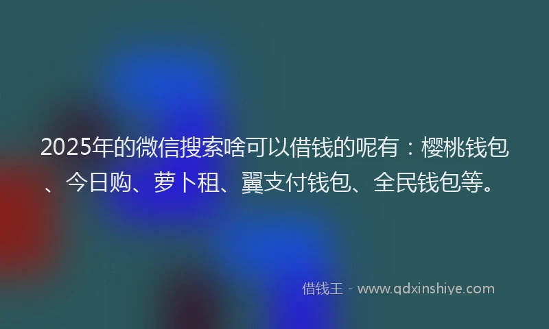 2025年的微信搜索啥可以借钱的呢有：樱桃钱包、今日购、萝卜租、翼支付钱包、全民钱包等。