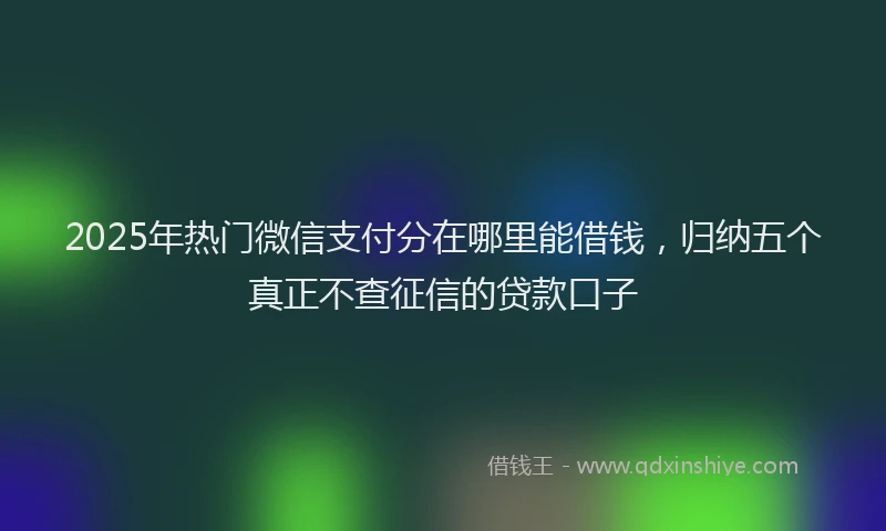 2025年热门微信支付分在哪里能借钱，归纳五个真正不查征信的贷款口子