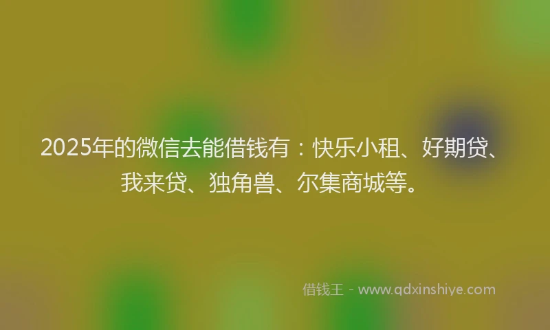 2025年的微信去能借钱有：快乐小租、好期贷、我来贷、独角兽、尔集商城等。