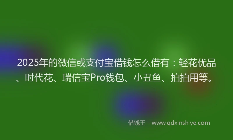 2025年的微信或支付宝借钱怎么借有：轻花优品、时代花、瑞信宝Pro钱包、小丑鱼、拍拍用等。