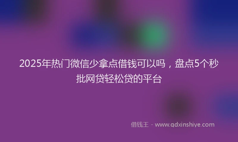2025年热门微信少拿点借钱可以吗，盘点5个秒批网贷轻松贷的平台