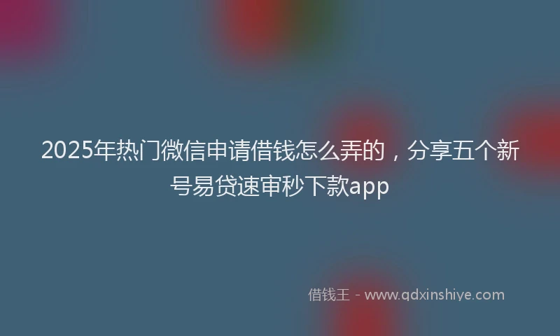 2025年热门微信申请借钱怎么弄的，分享五个新号易贷速审秒下款app