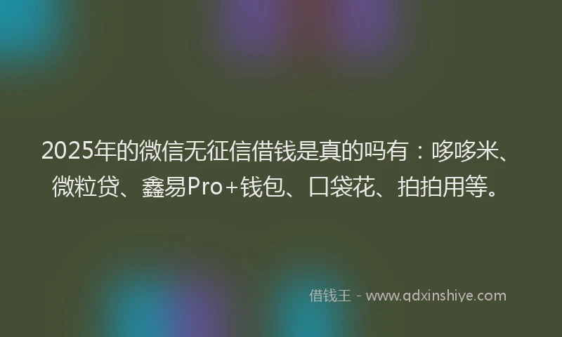 2025年的微信无征信借钱是真的吗有：哆哆米、微粒贷、鑫易Pro+钱包、口袋花、拍拍用等。