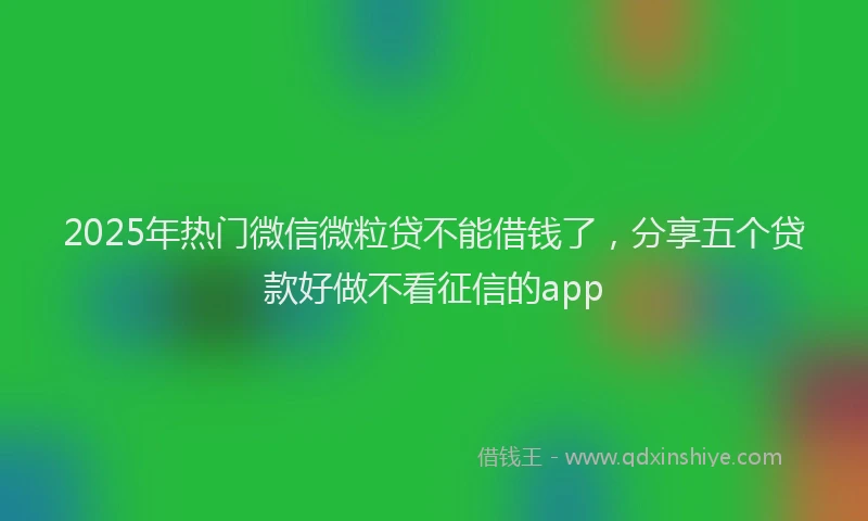 2025年热门微信微粒贷不能借钱了，分享五个贷款好做不看征信的app