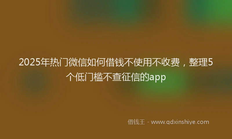 2025年热门微信如何借钱不使用不收费，整理5个低门槛不查征信的app