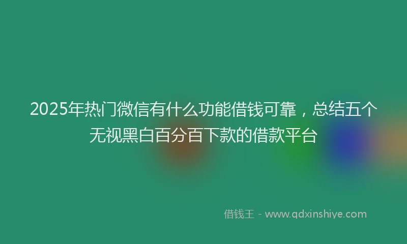 2025年热门微信有什么功能借钱可靠，总结五个无视黑白百分百下款的借款平台