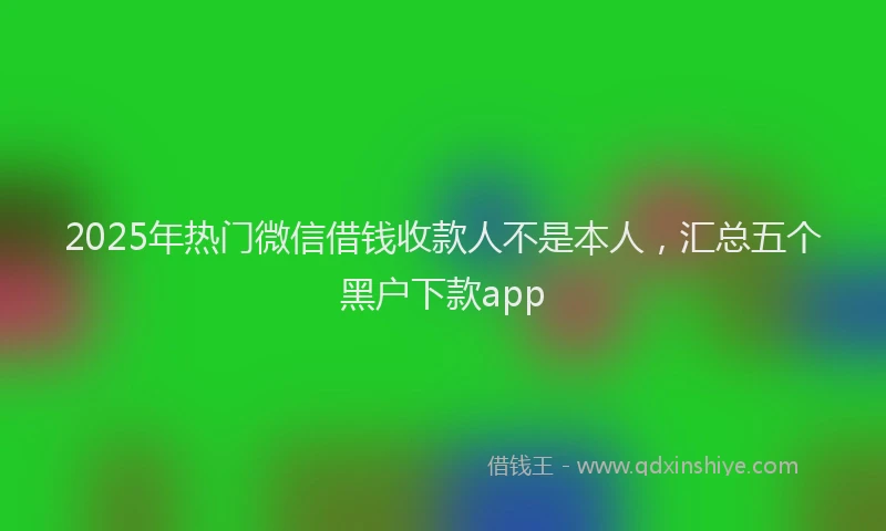 2025年热门微信借钱收款人不是本人，汇总五个黑户下款app