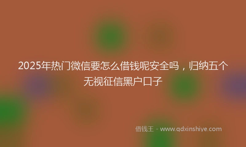 2025年热门微信要怎么借钱呢安全吗，归纳五个无视征信黑户口子