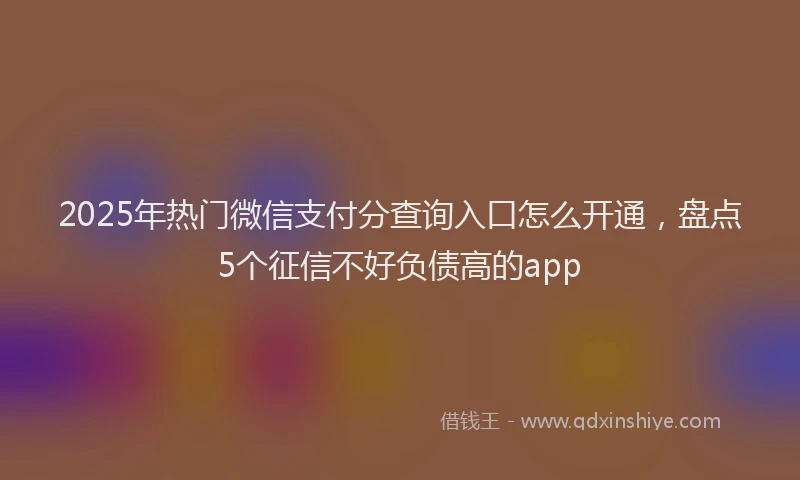 2025年热门微信支付分查询入口怎么开通，盘点5个征信不好负债高的app